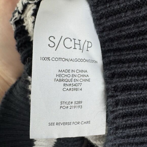 CAbi Black White Striped Sweater Whistle Cardigan Button-Up #5289 - Size Small - Picture 9 of 9